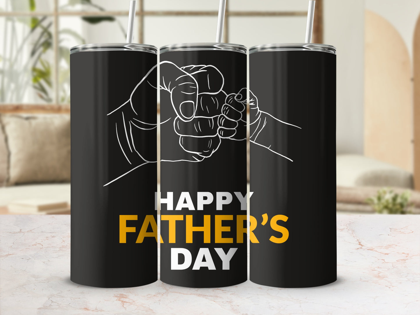 Happy Father's Day Black and White Graphic Tumbler