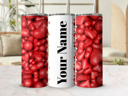 Personalized Hearts and Name Tumbler Valentine's Gift