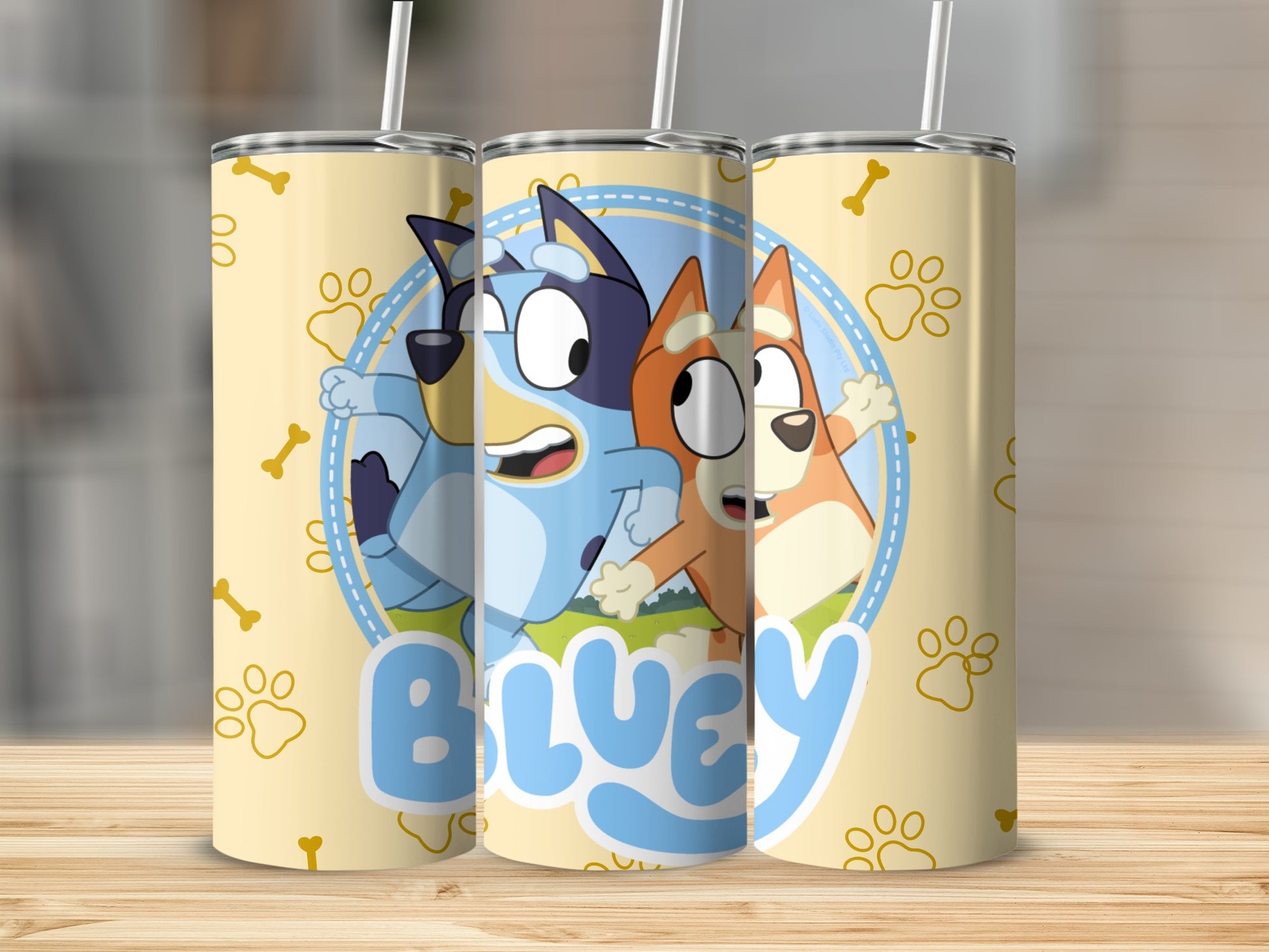 Bluey and Bingo Paw Print Design Tumbler Cup