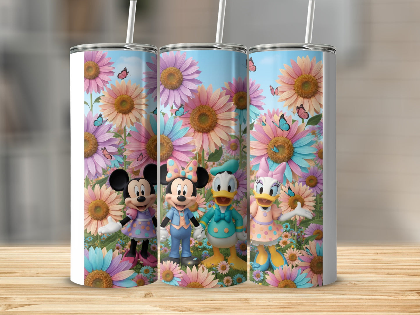 Colorful Floral Characters Design Tumbler Cup