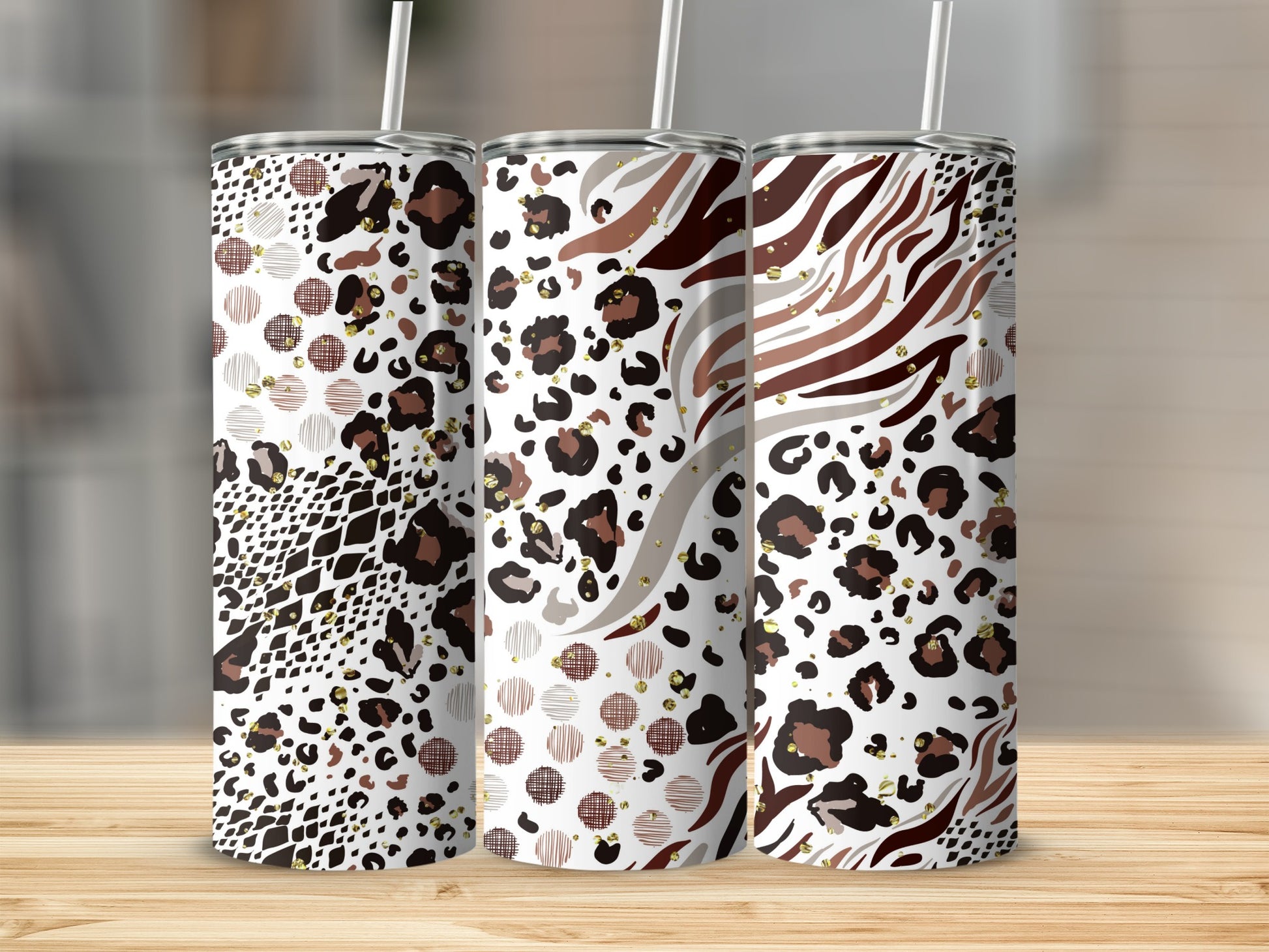 Stylish Animal Print Triple Tumbler Cup Collection