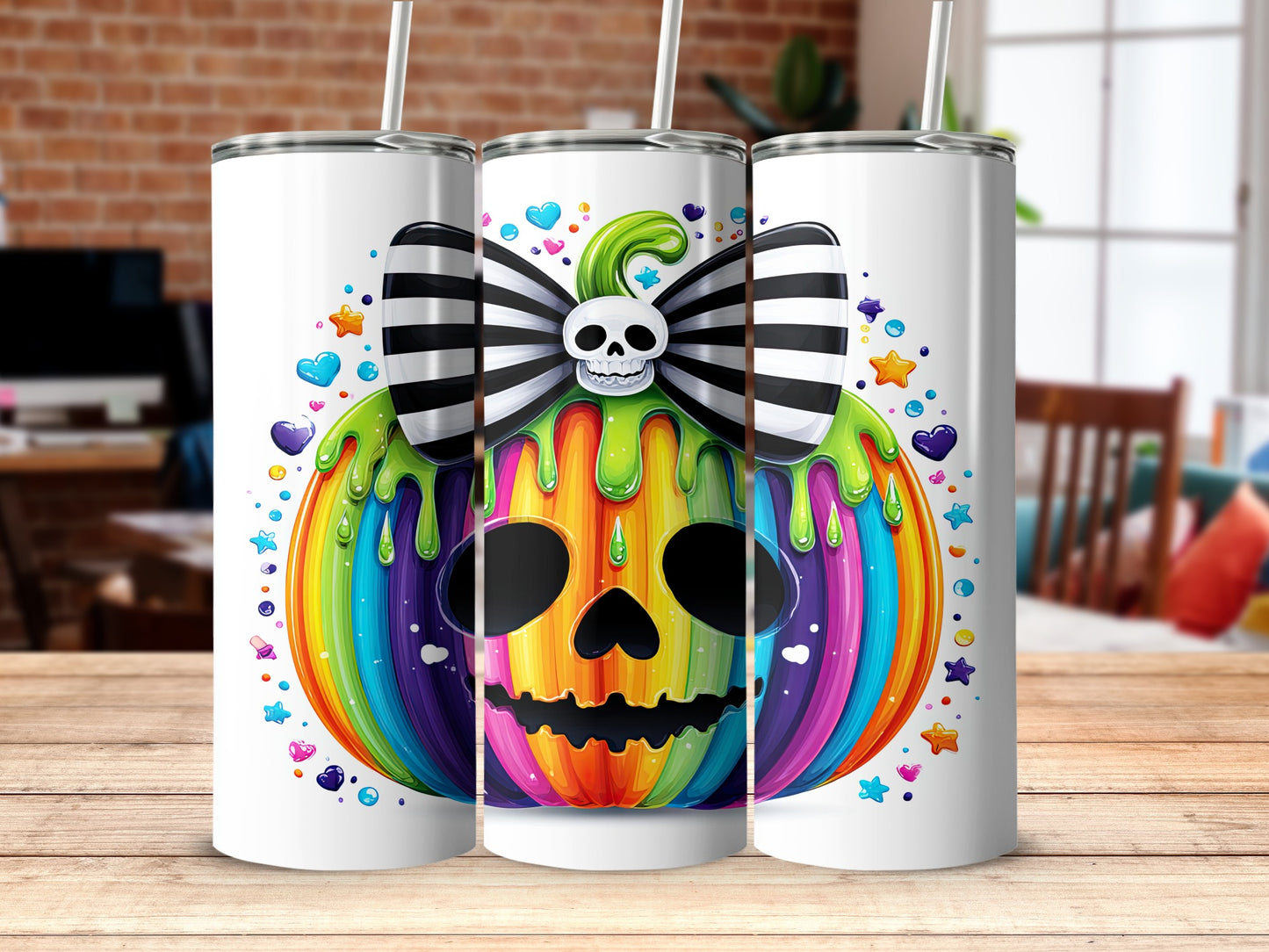 Colorful Skull Halloween Design Insulated Tumbler