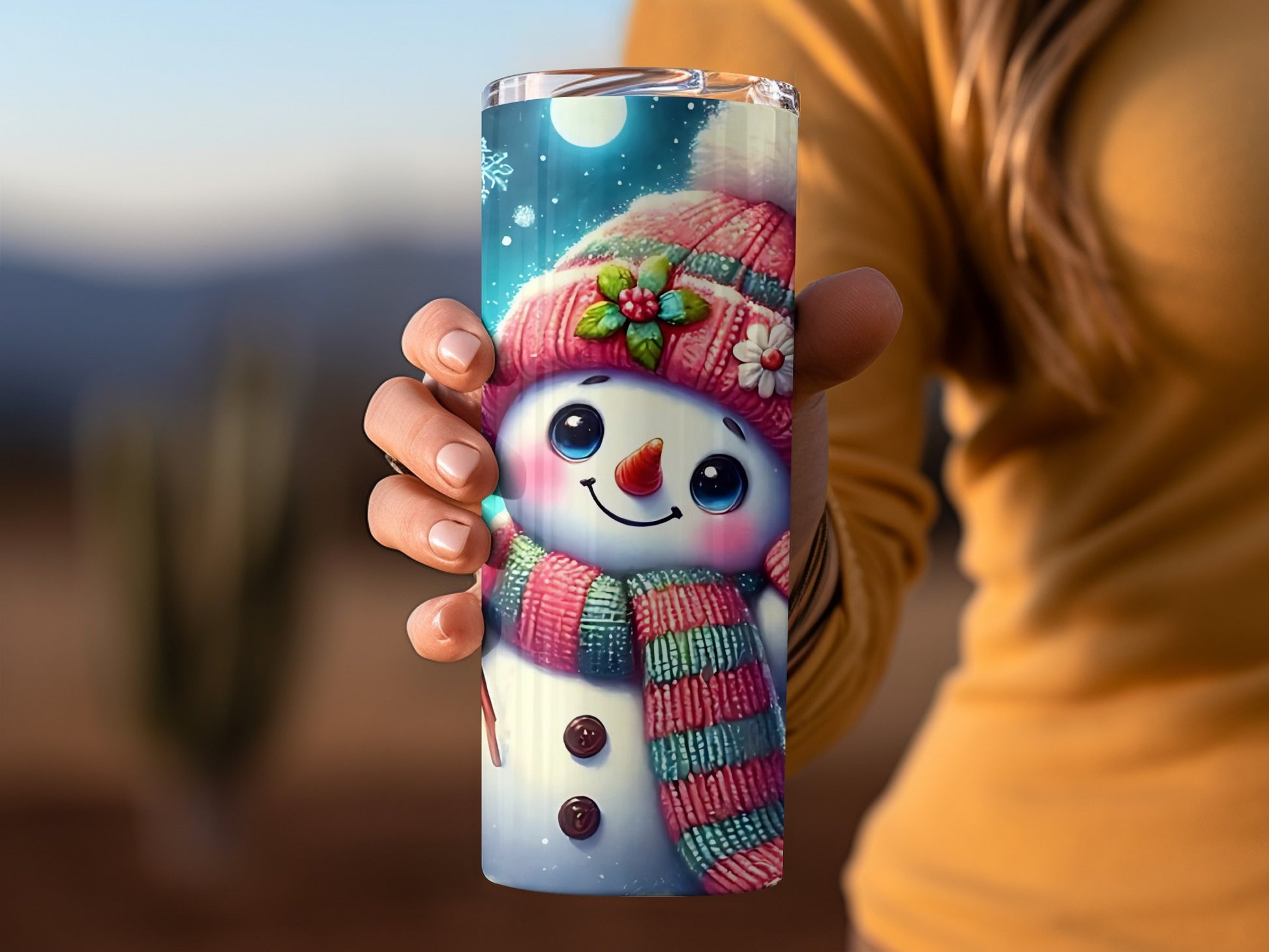 Festive Snowman with Scarf and Hat Drinkware Flask