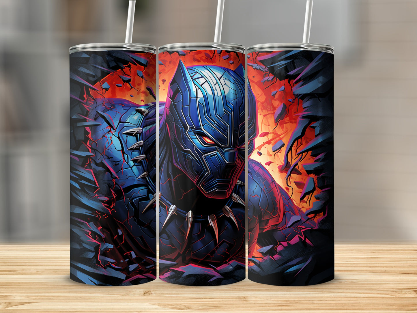 Vibrant Black Panther Design Tumbler for Marvel Fans