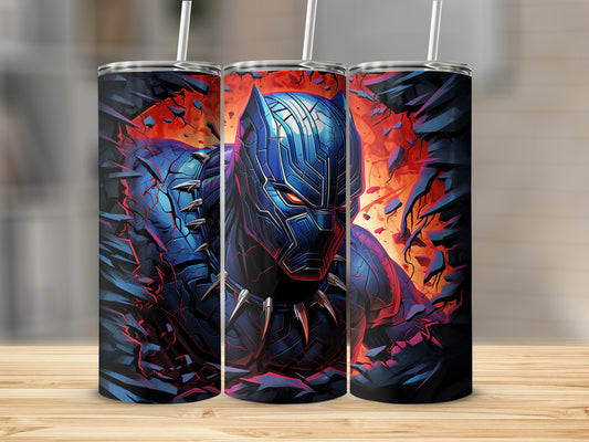 Vibrant Black Panther Design Tumbler for Marvel Fans