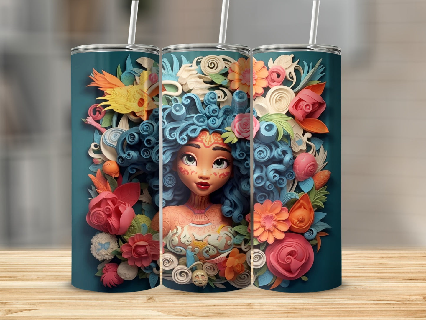 Floral Goddess Stainless Steel Tumbler with Straw