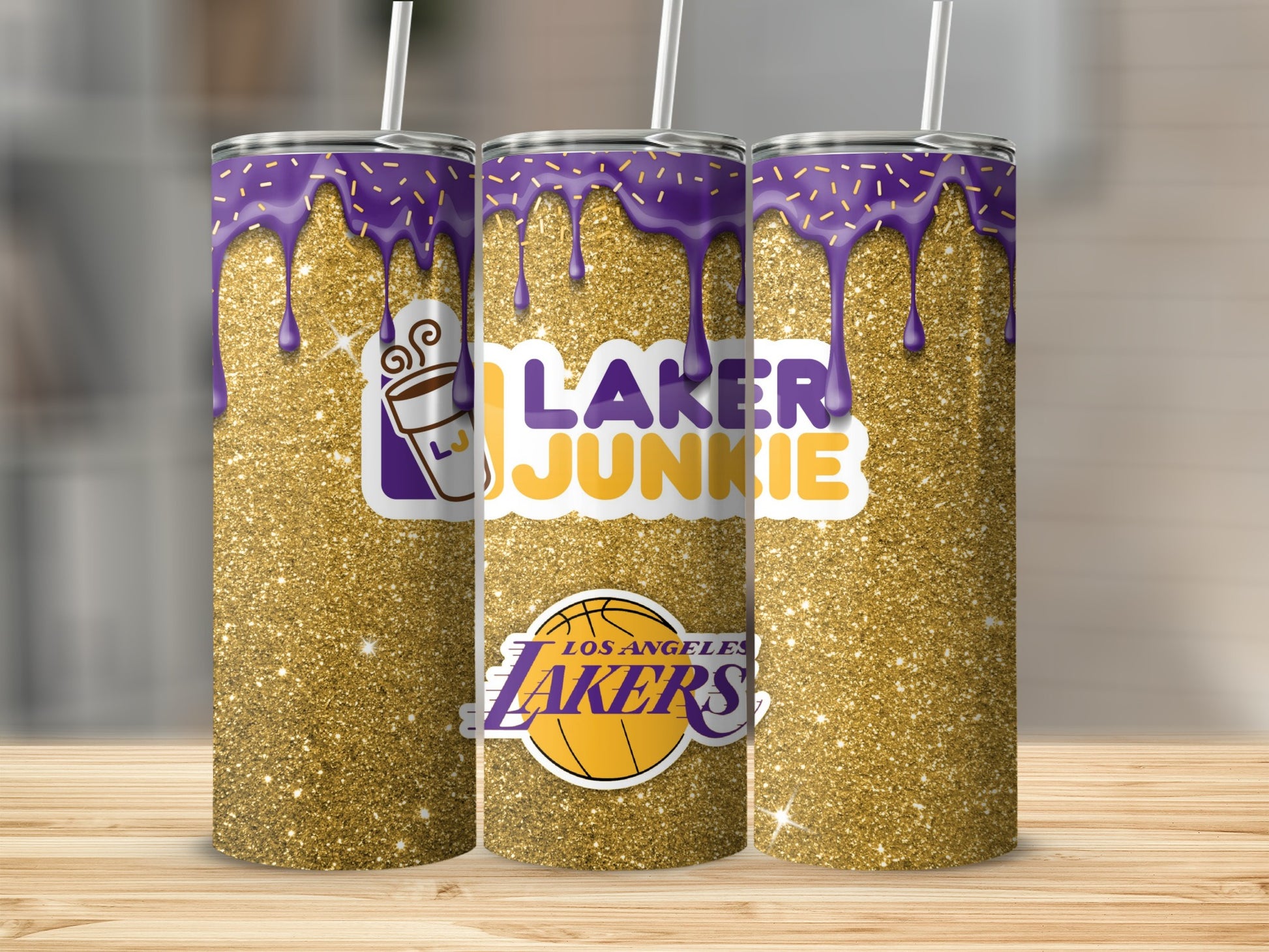 Laker Junkie Los Angeles Lakers Glitter Tumbler