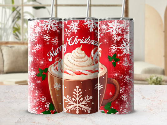 Merry Christmas Snowflake Hot Cocoa Tumbler Cup