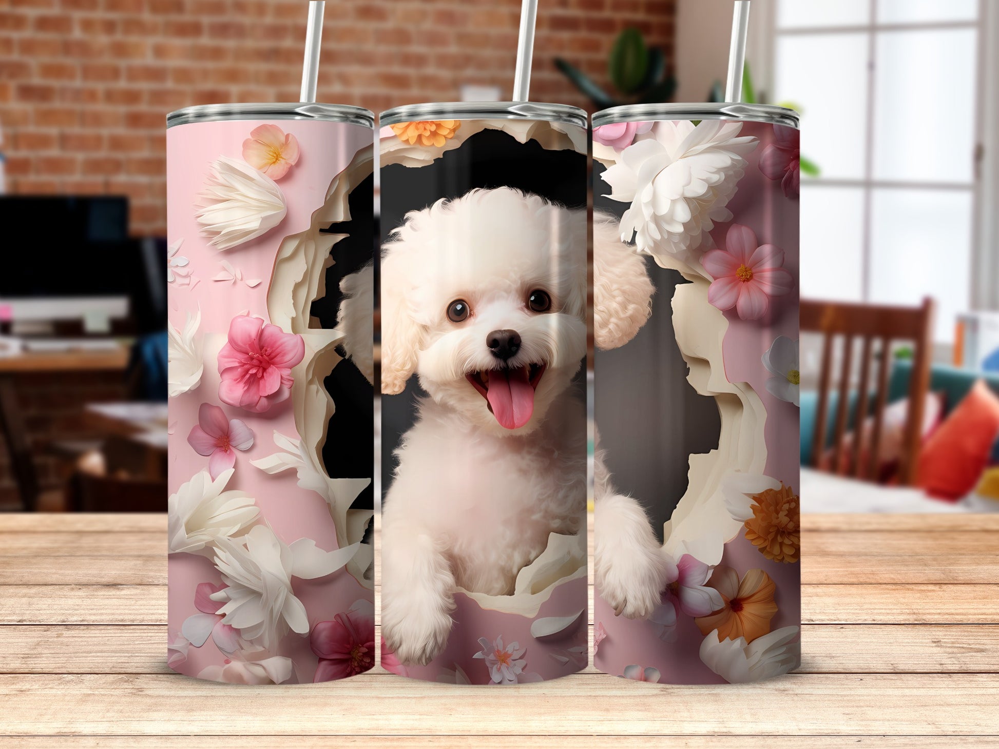 Adorable Fluffy Puppy Pink Flower Design Tumbler product type
Tumbler
Dog
Puppy
Fluffy Dog
White Dog
Pink Flowers
Floral Design
Cute Dog
Happy Puppy
Pet Lover Gift
Dog Mom
Paper Cut Art
Bichon Puppy
Animal Graphic
Drinkware
Gift for Her
Pet Art
Unique Tumbler
Spring Design
Summer Drinkware
