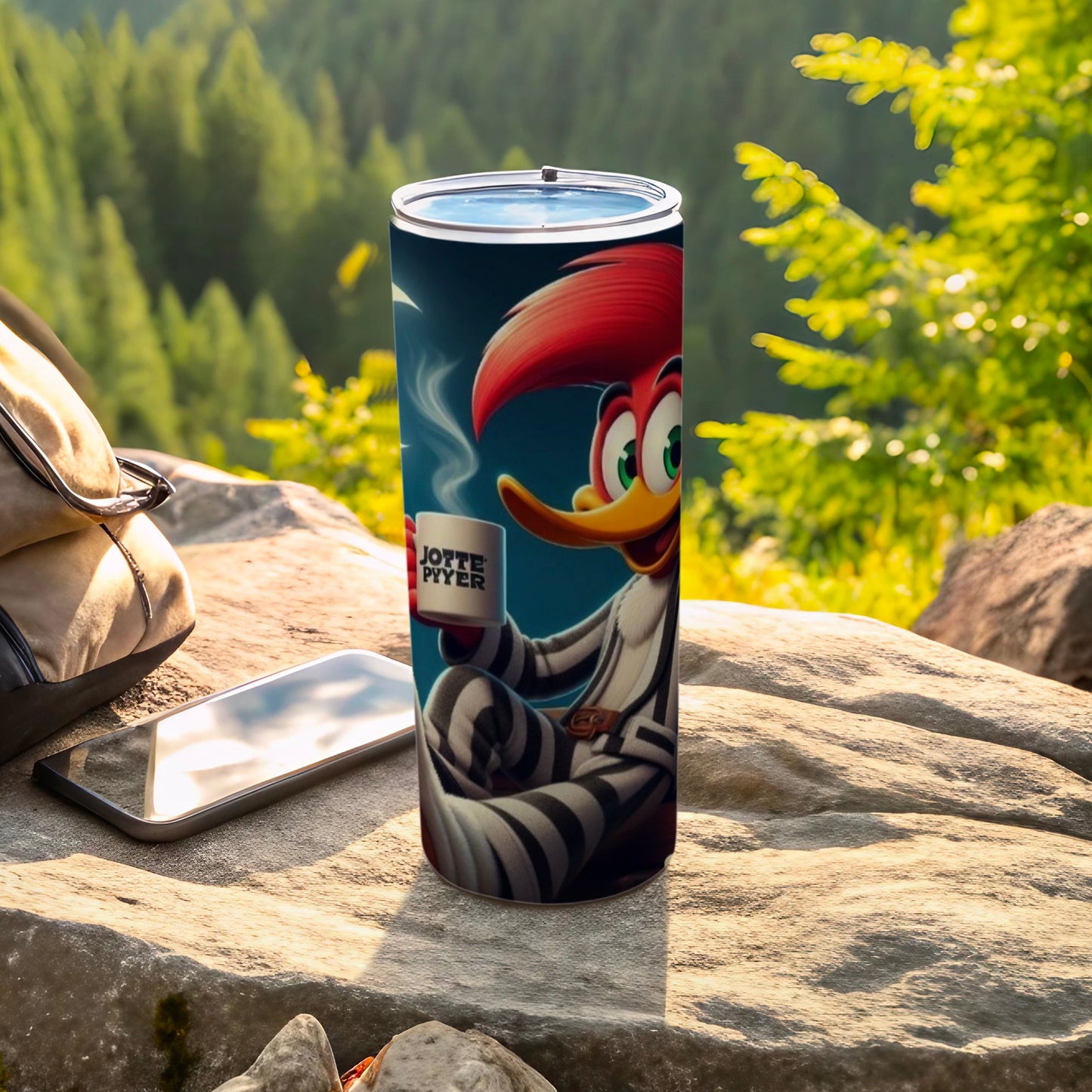 Cartoon Bird Character Travel Mug for Adventure