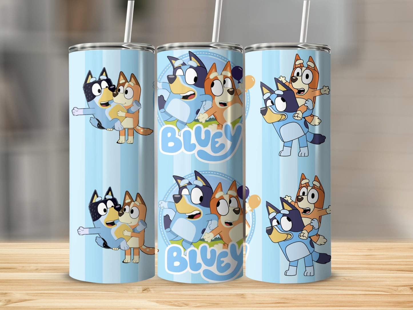 Playful Bluey and Friends Design Tumbler Cup