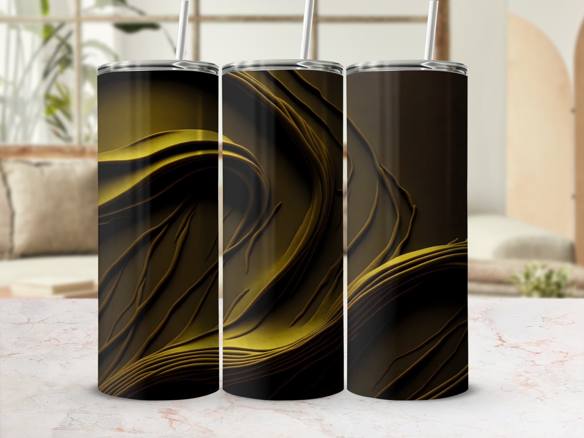 Luxurious Dark Gold Wave Abstract Art Tumbler product type