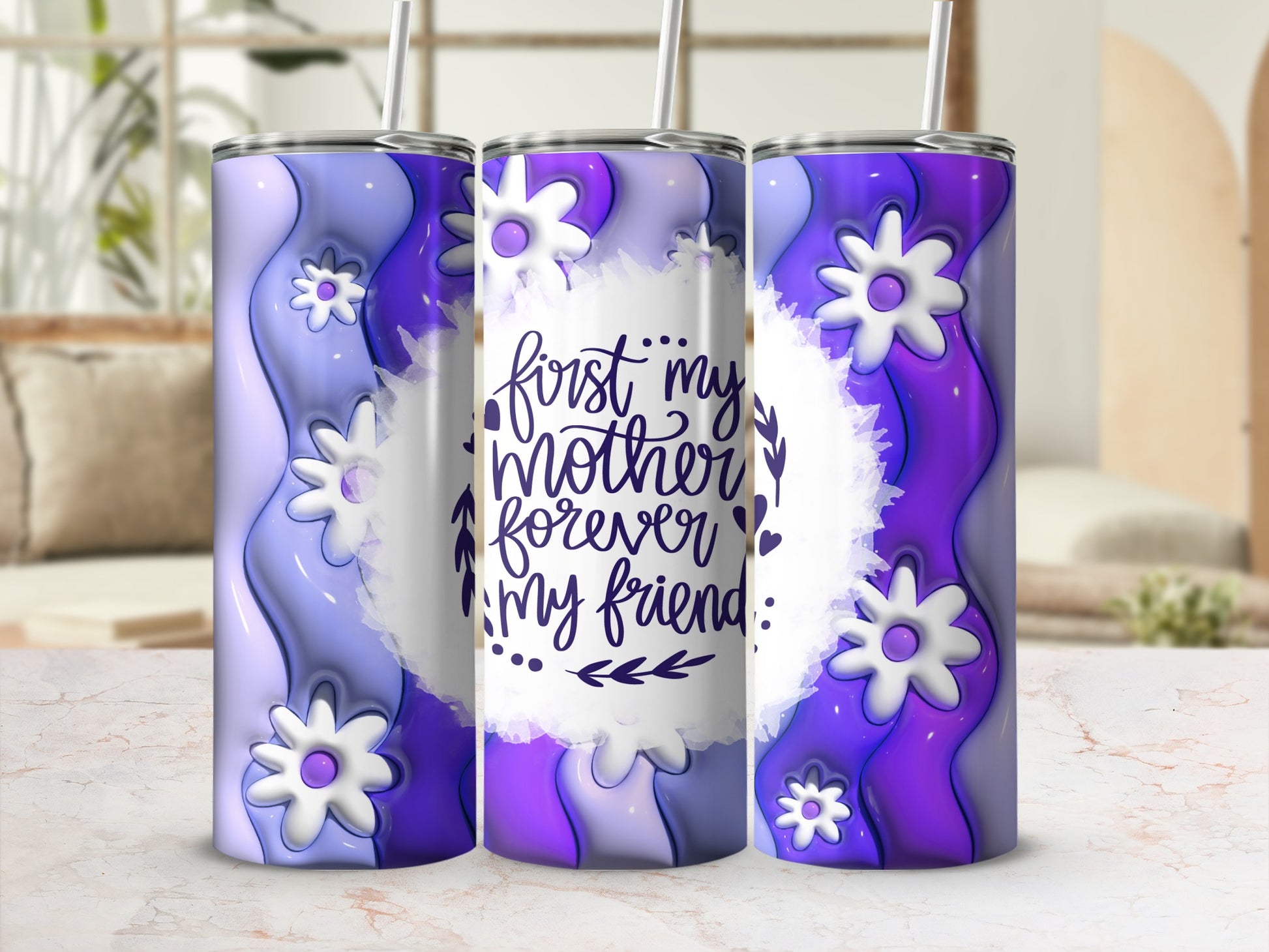 First My Mother Forever My Friend Floral Tumbler