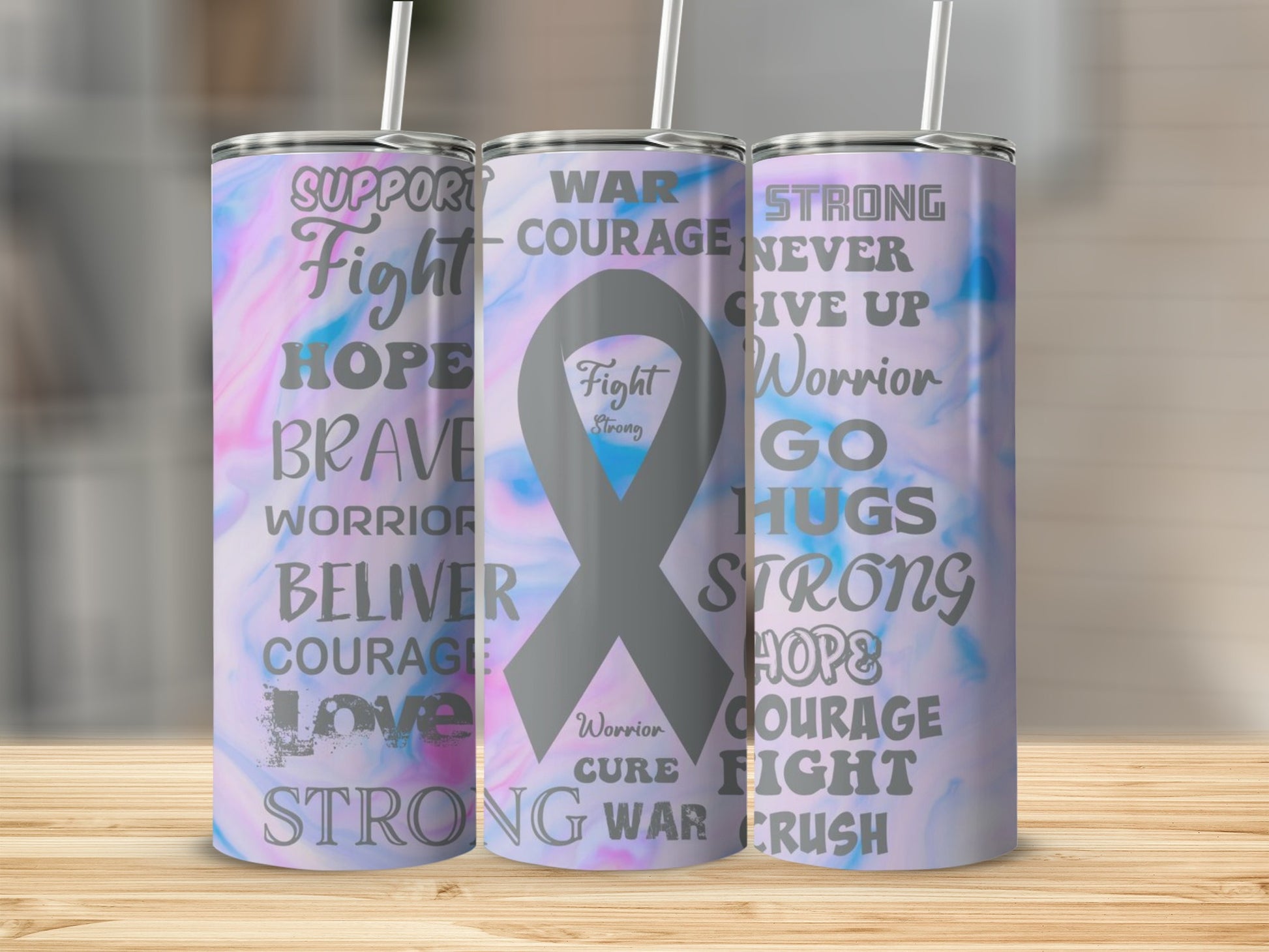 Inspirational Words and Ribbon Tumbler for Motivation