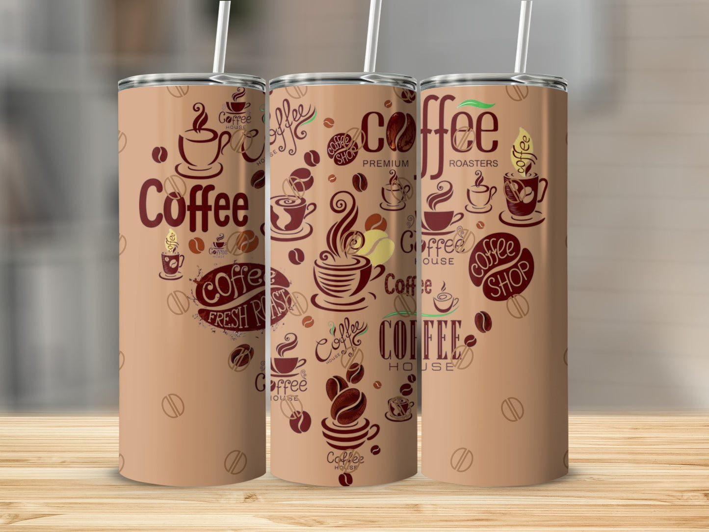 Coffee Themed Insulated Stainless Steel Tumbler