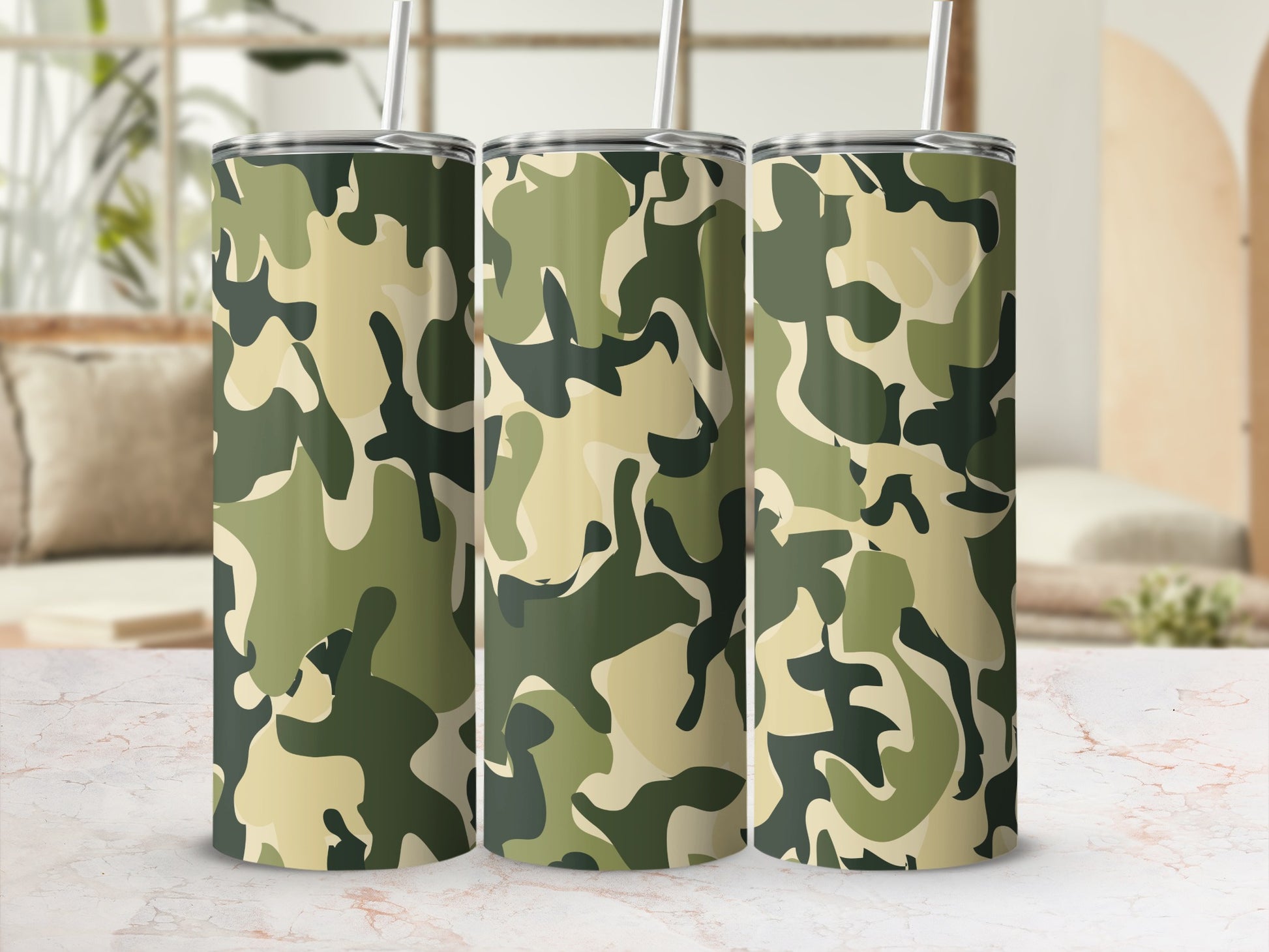 Camouflage Pattern Double-Walled Stainless Steel Tumbler