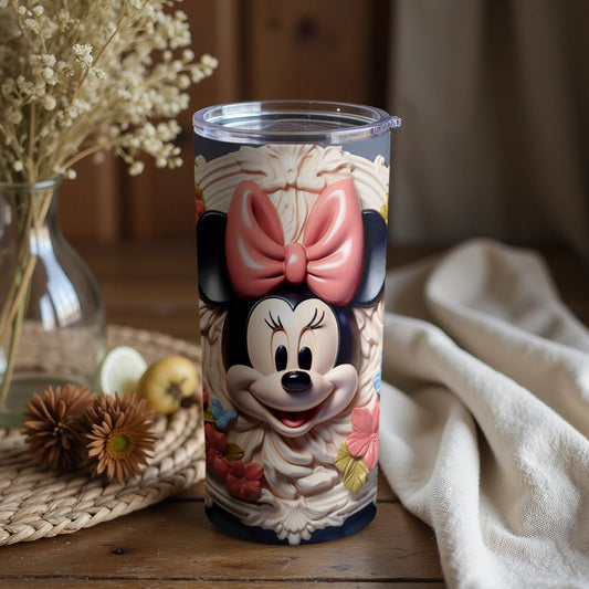 Cute Minnie Mouse Floral Insulated Tumbler for Kids