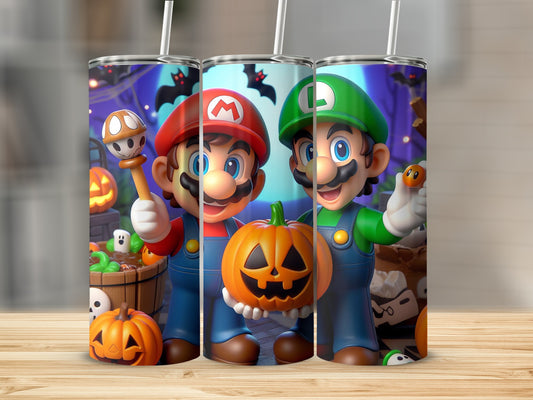 Halloween Mario and Luigi Festive Design Tumbler
