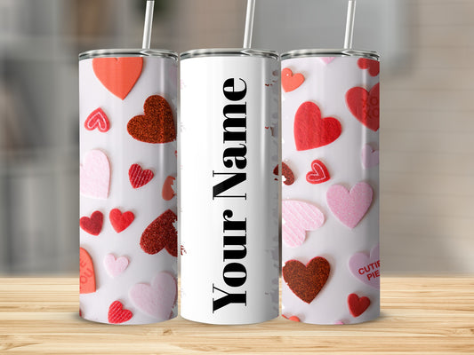 Personalized Heart Design Tumbler with Your Name Customizable