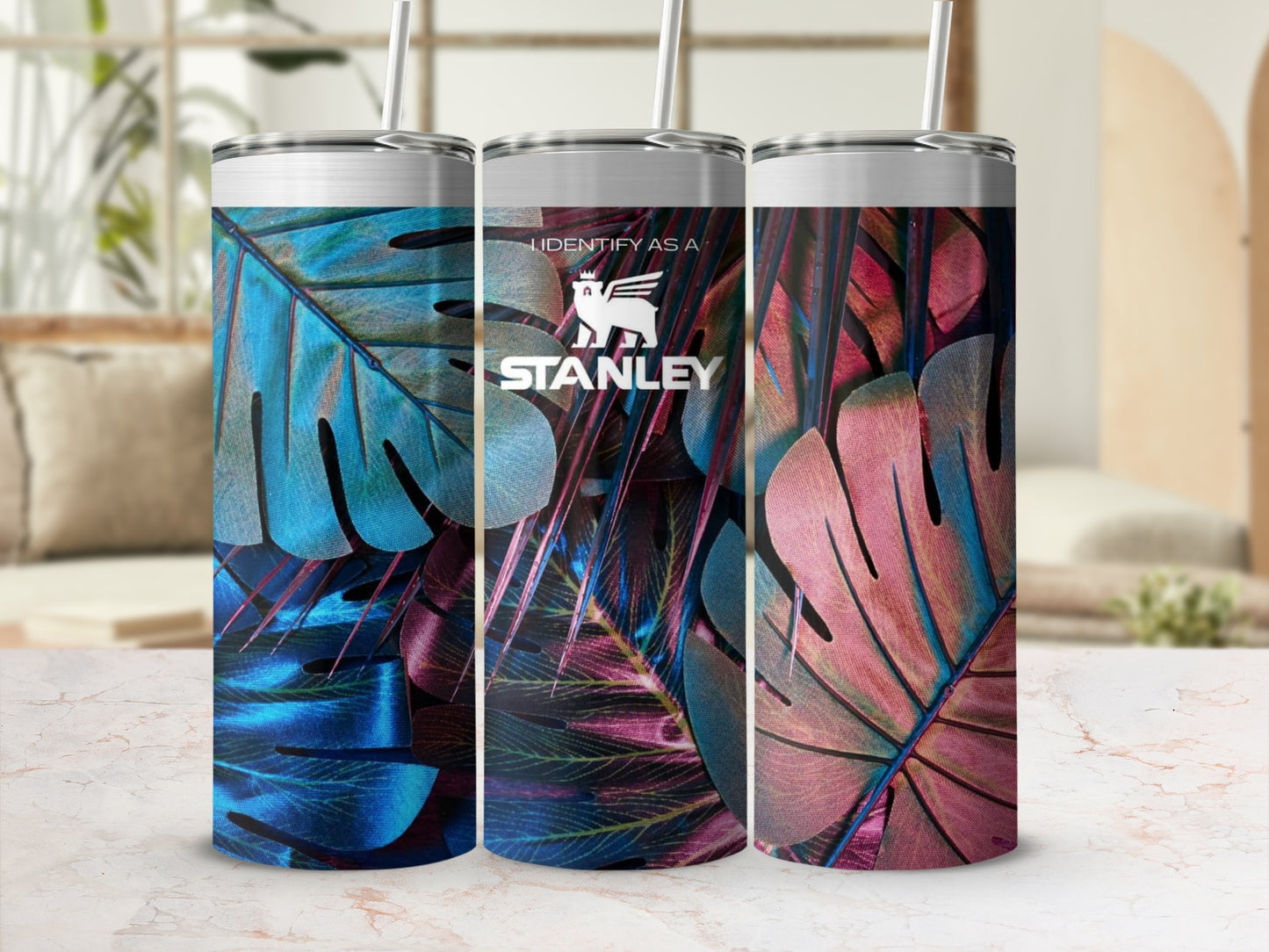 Colorful Tropical Leaf Design Stanley Tumbler Product