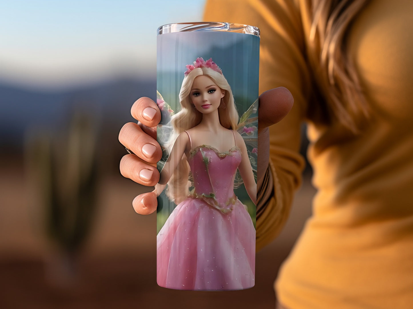 Fairy Tale Princess Tumbler with Pink Dress Design