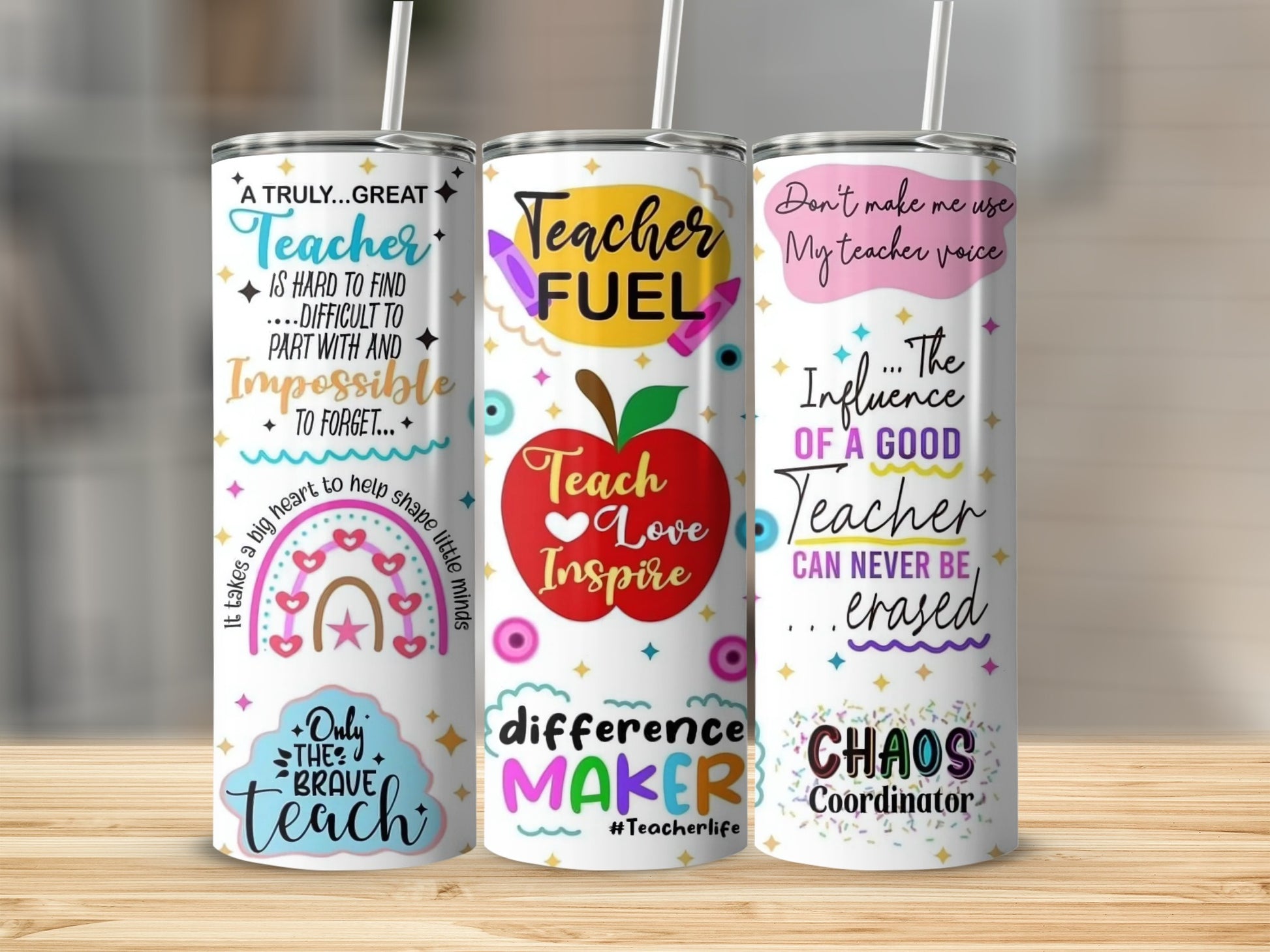 Inspirational Teacher Tumblers with Fun Quotes Set