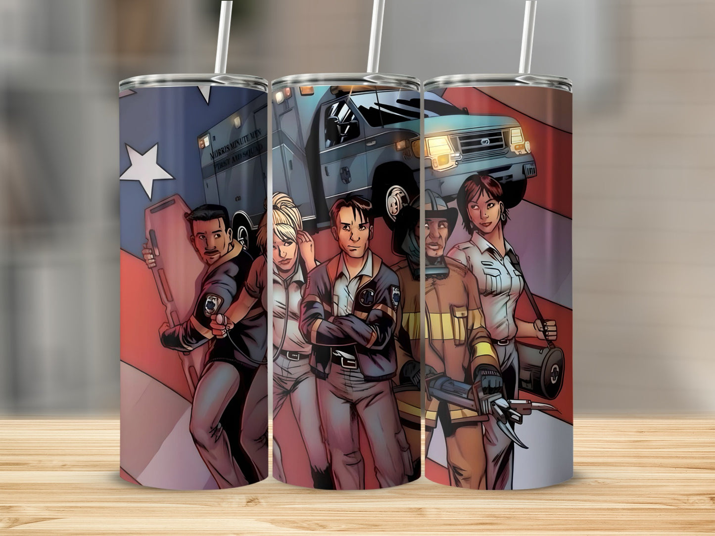 Heroic First Responders Tumbler with Colorful Graphics