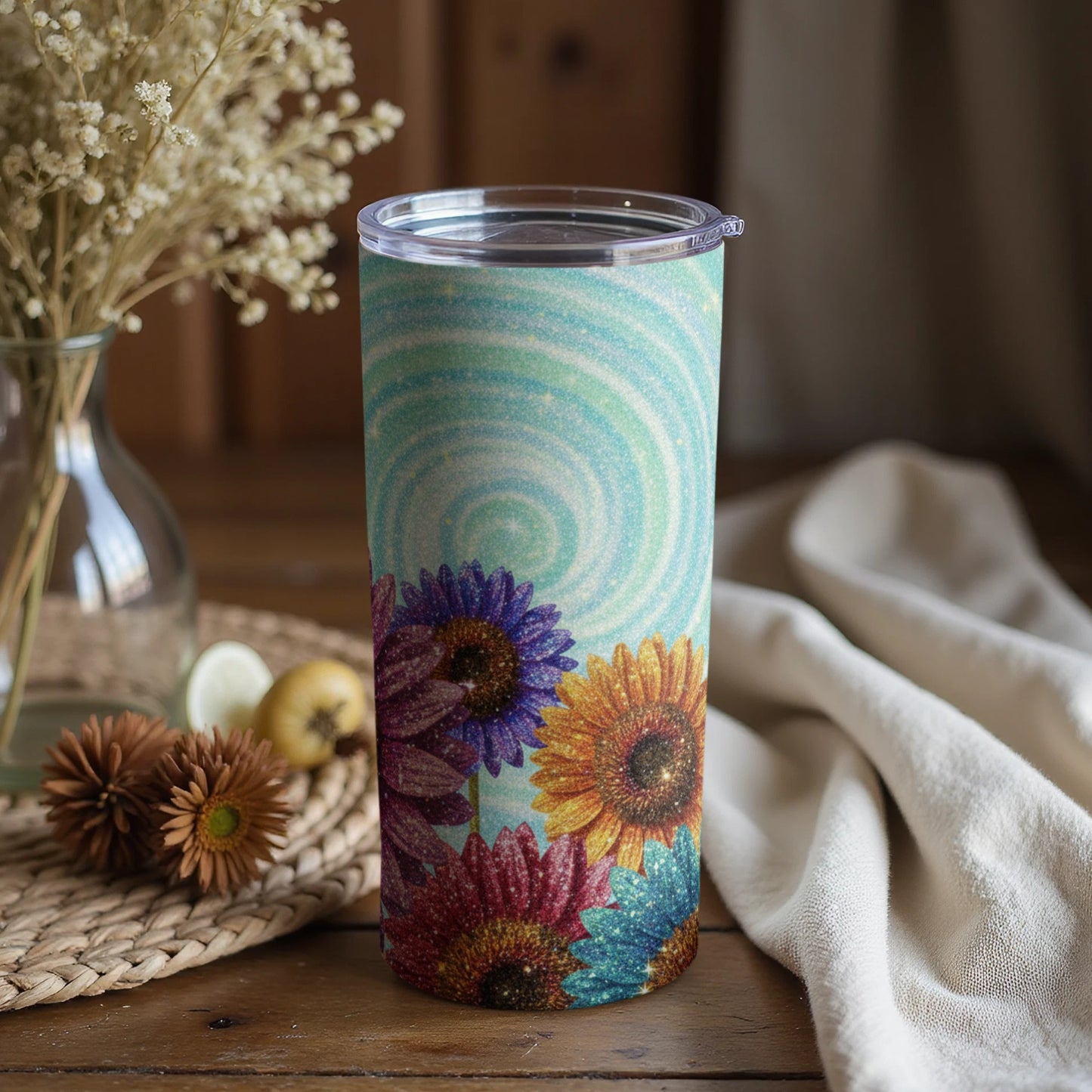 Colorful Floral Pattern Insulated Tumbler Cup