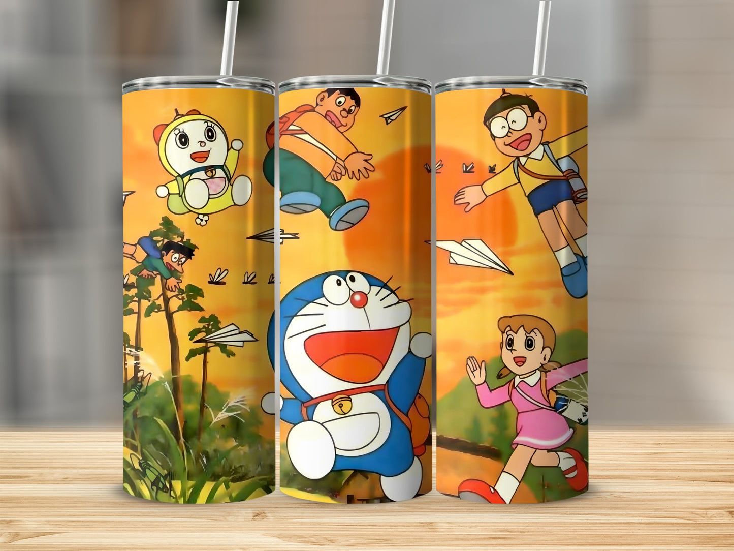Colorful Tumbler with Cartoon Characters Design