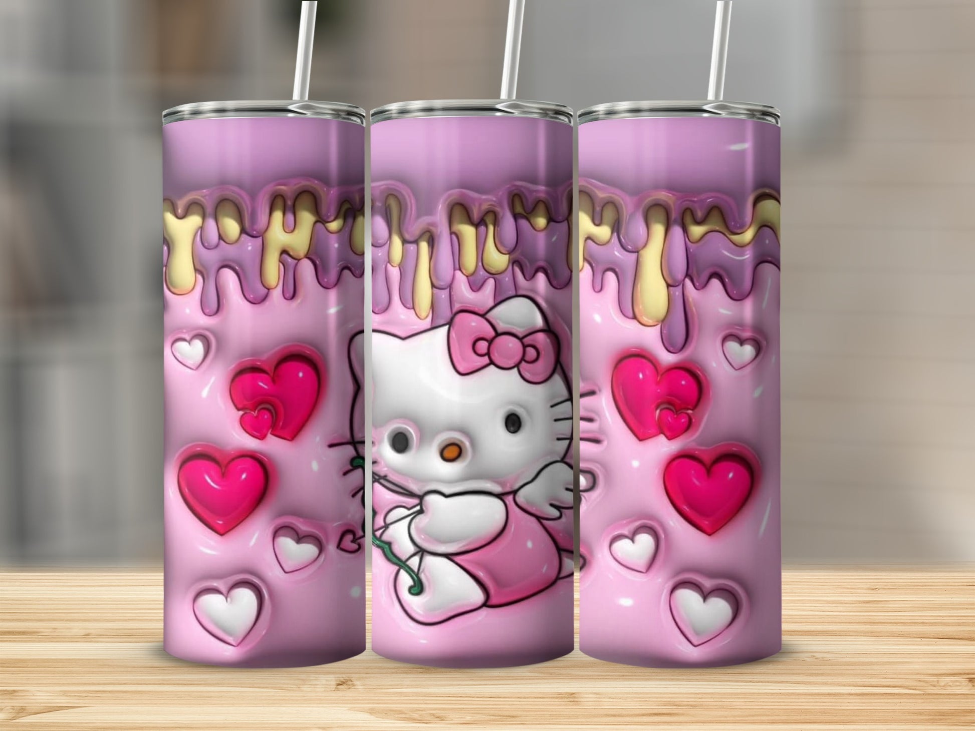 Hello Kitty Cupid Pink Purple Yellow Dripping Hearts Sweet product type