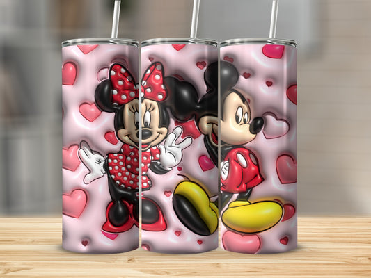 Cute Cartoon Characters and Hearts Tumbler Cup