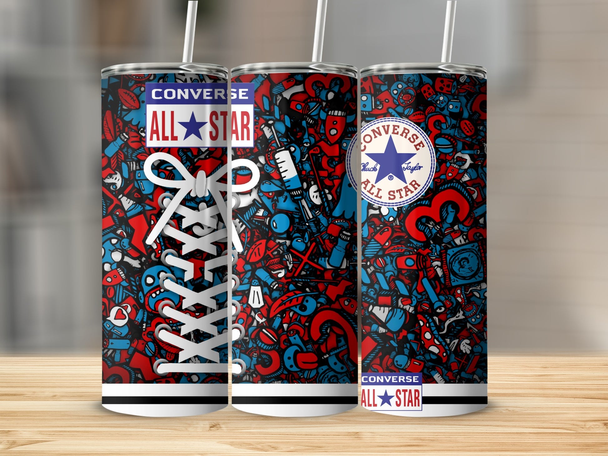 Converse All Star Doodle Red Blue Tumbler product type