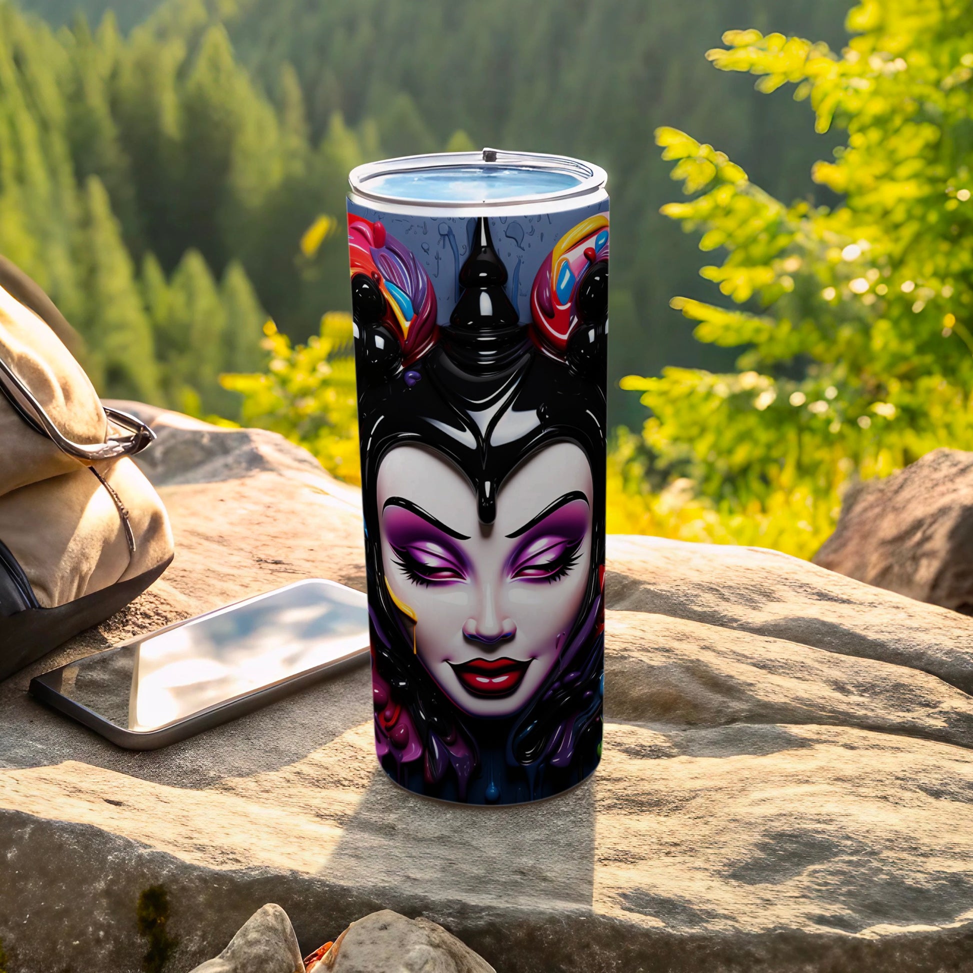 Vibrant Enchanted Villain Design Travel Tumbler