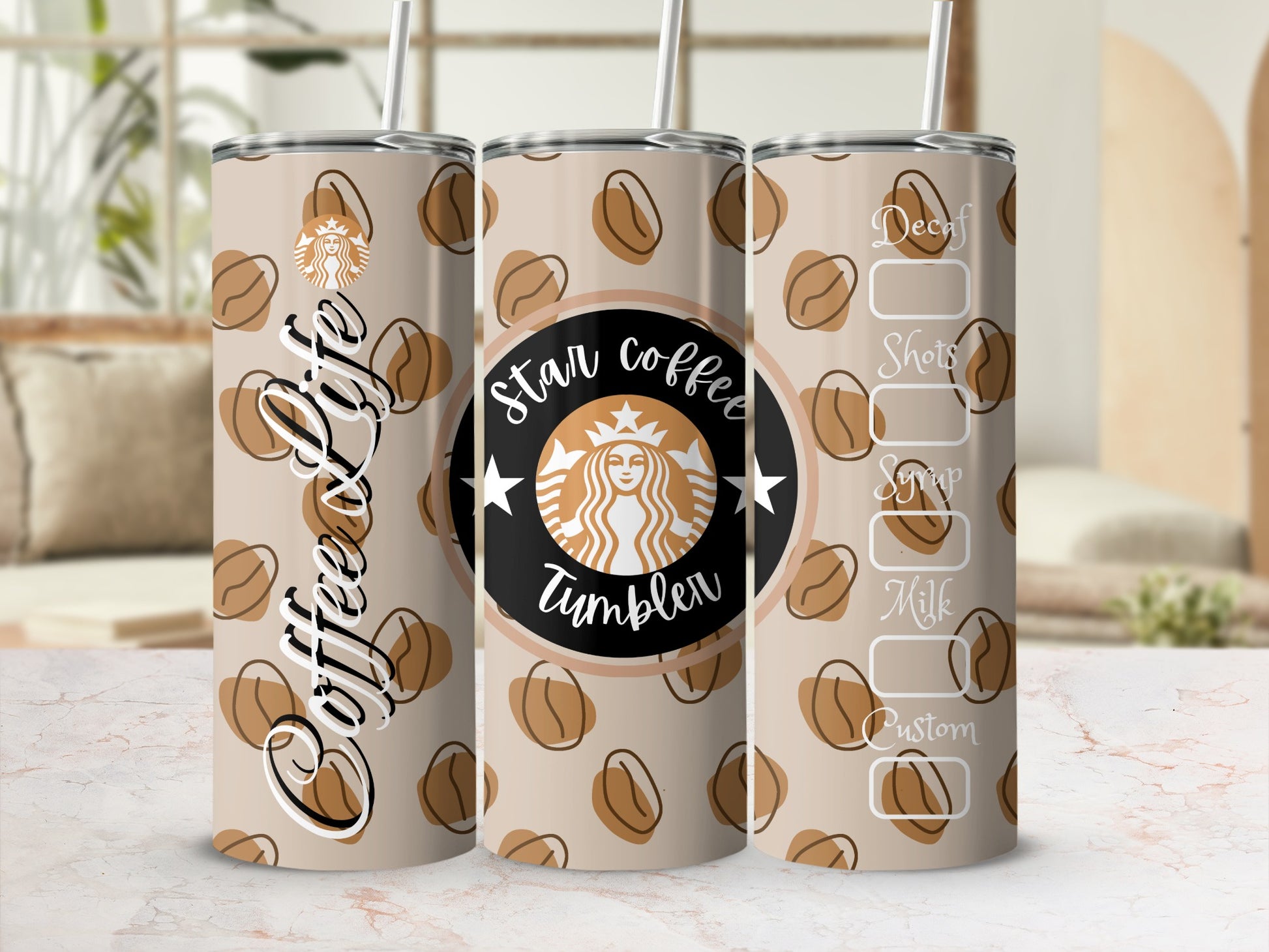 Coffee Life Star Coffee Tumbler Customizable Drinkware