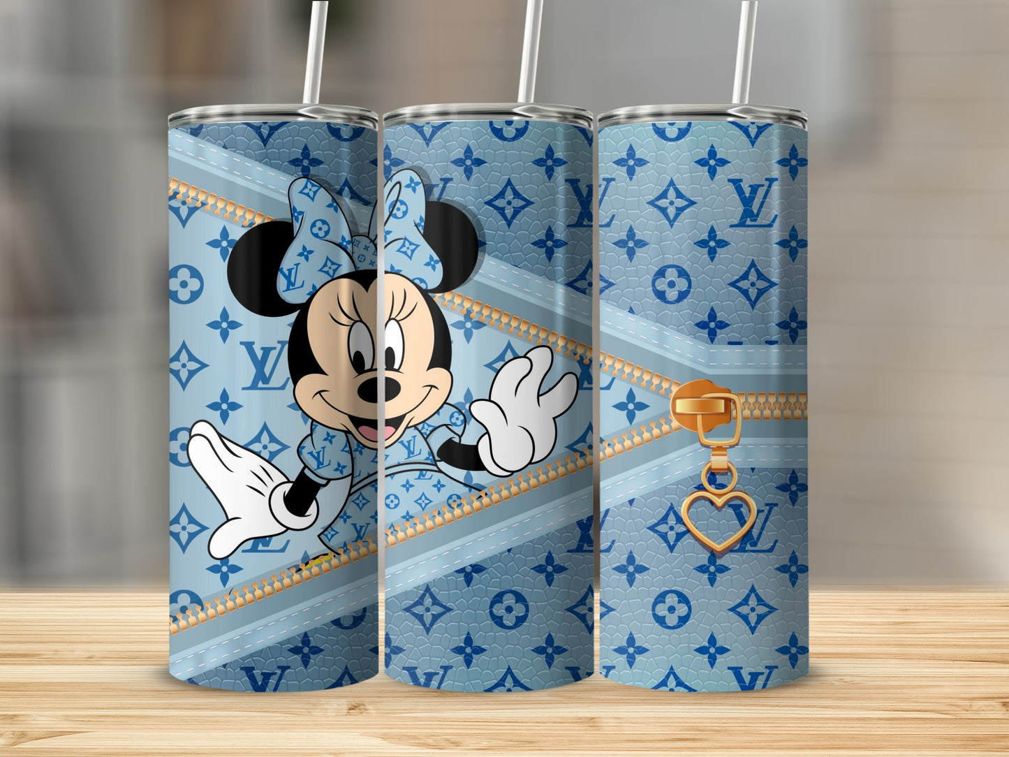Adorable Blue Minnie Mouse Pattern Tumbler Cup