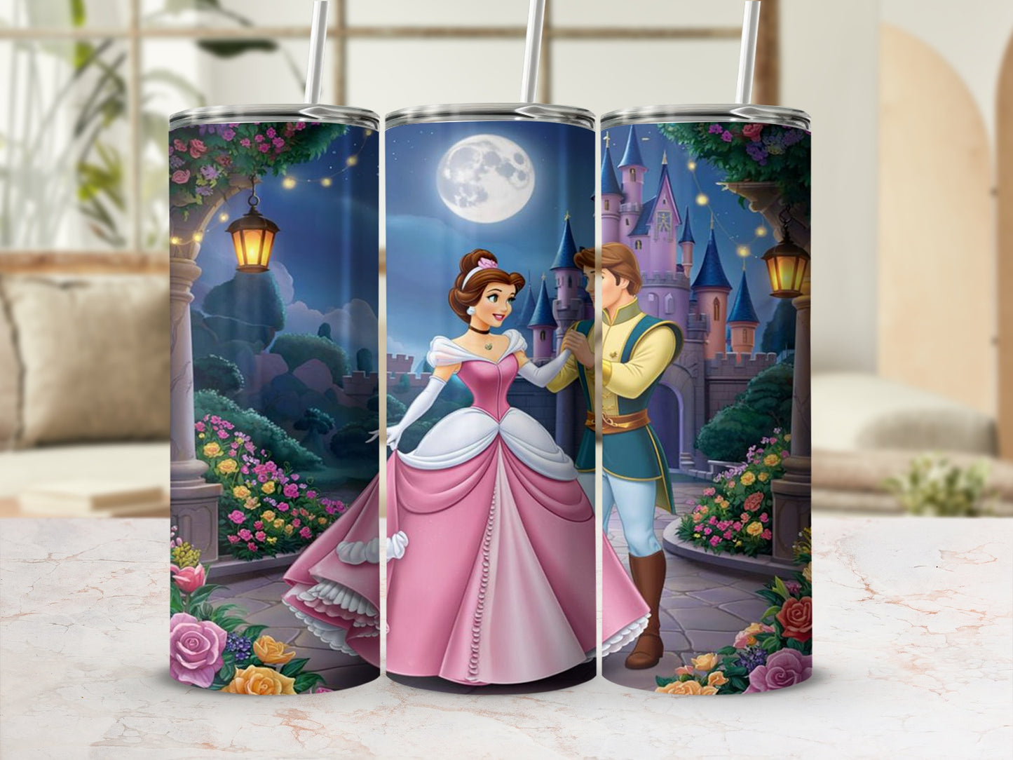 Princess and Prince Fairy Tale Castle Art Tumbler