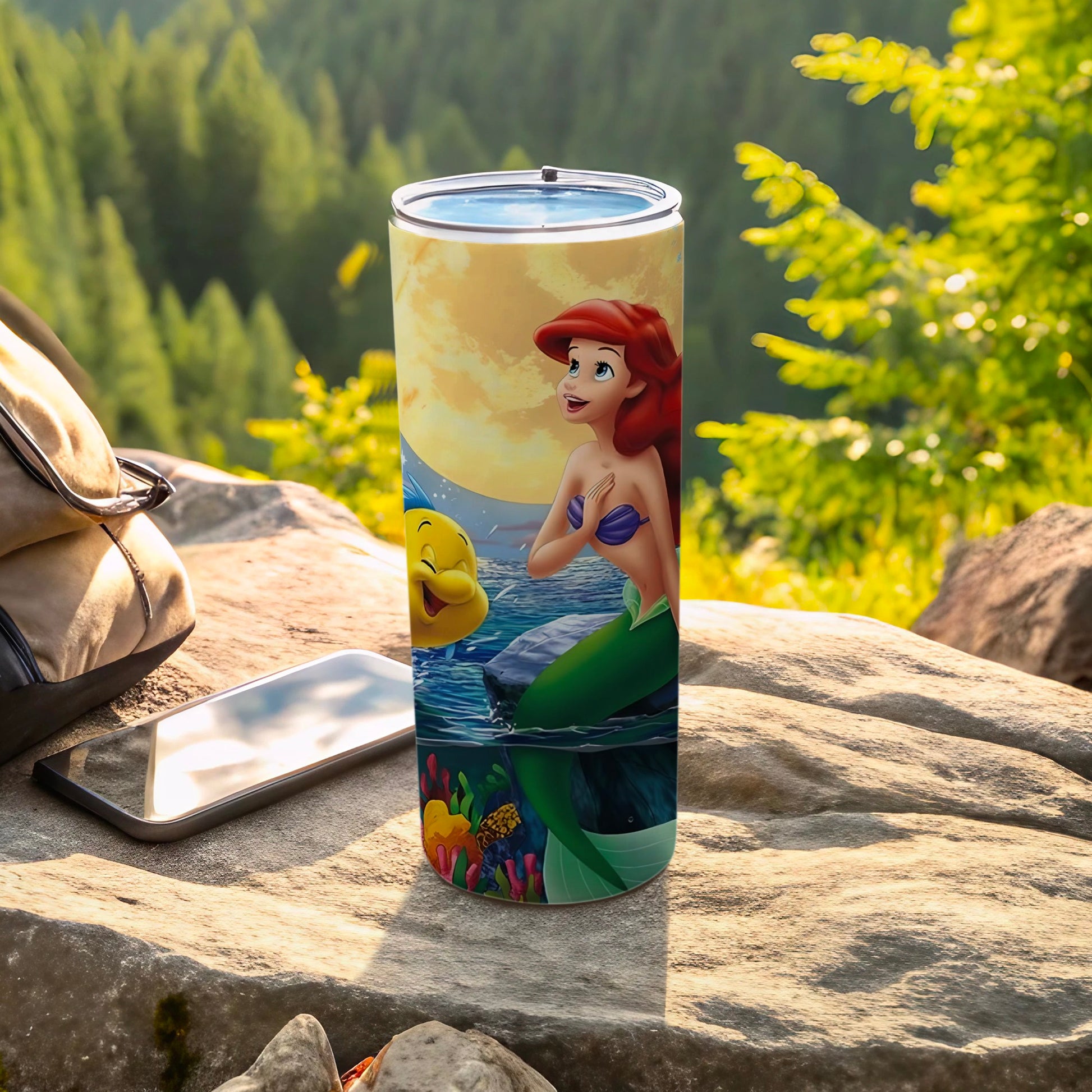 Colorful Ariel Design Tumbler with Lid for On-the-Go