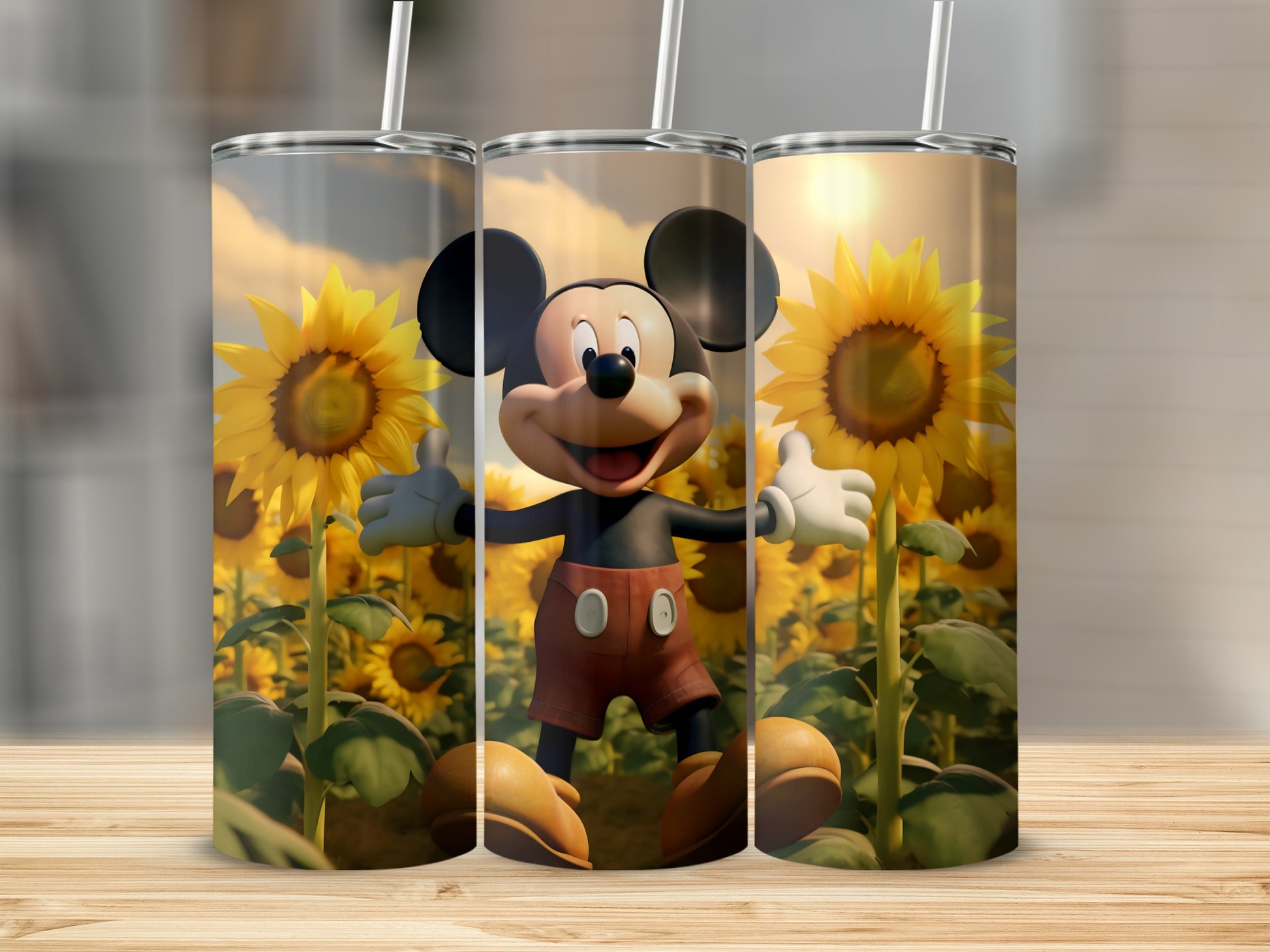 Sunflower Field Mickey Design Tumbler