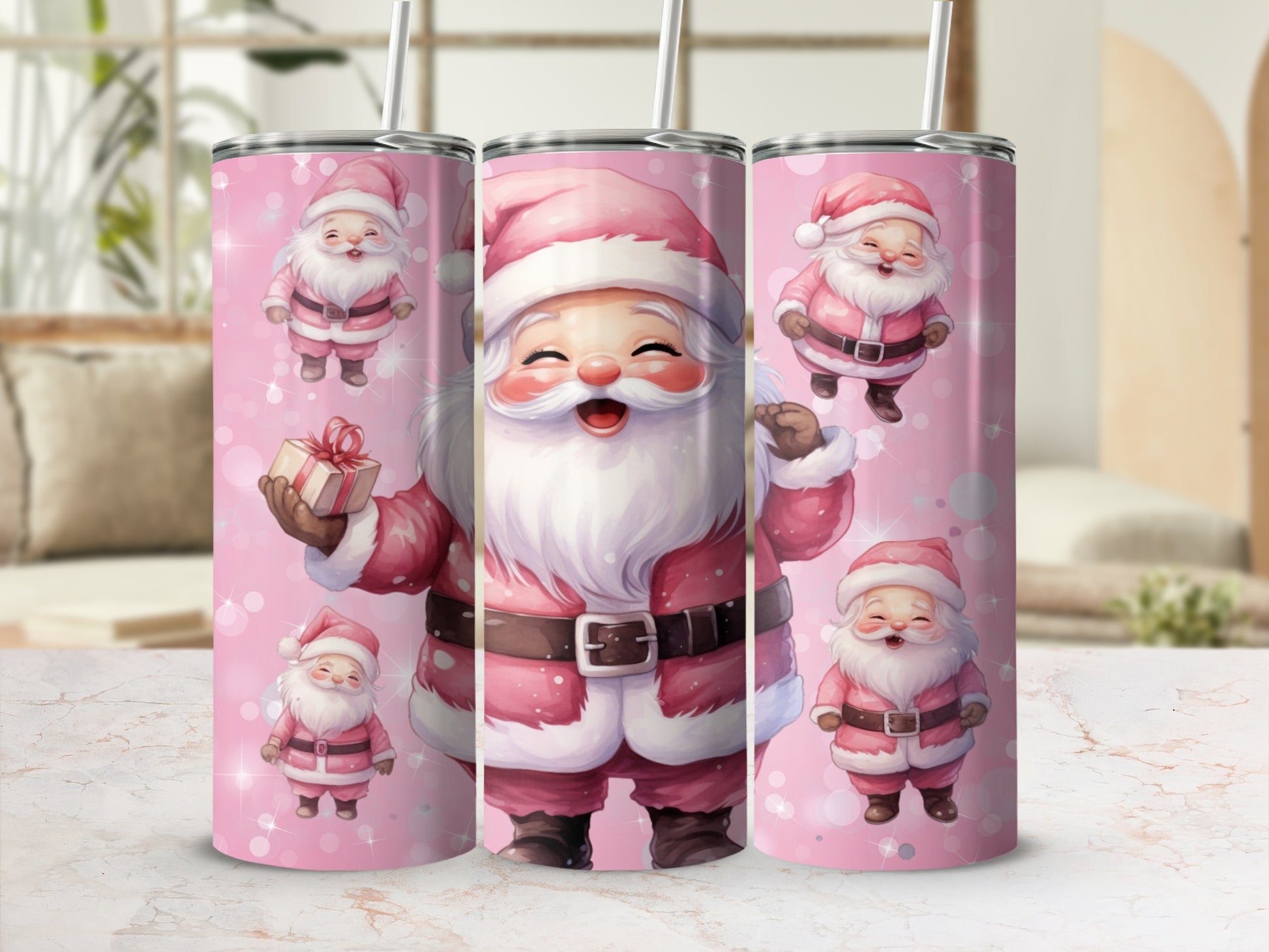 Santa Claus Pink Tumbler for Holiday Cheer