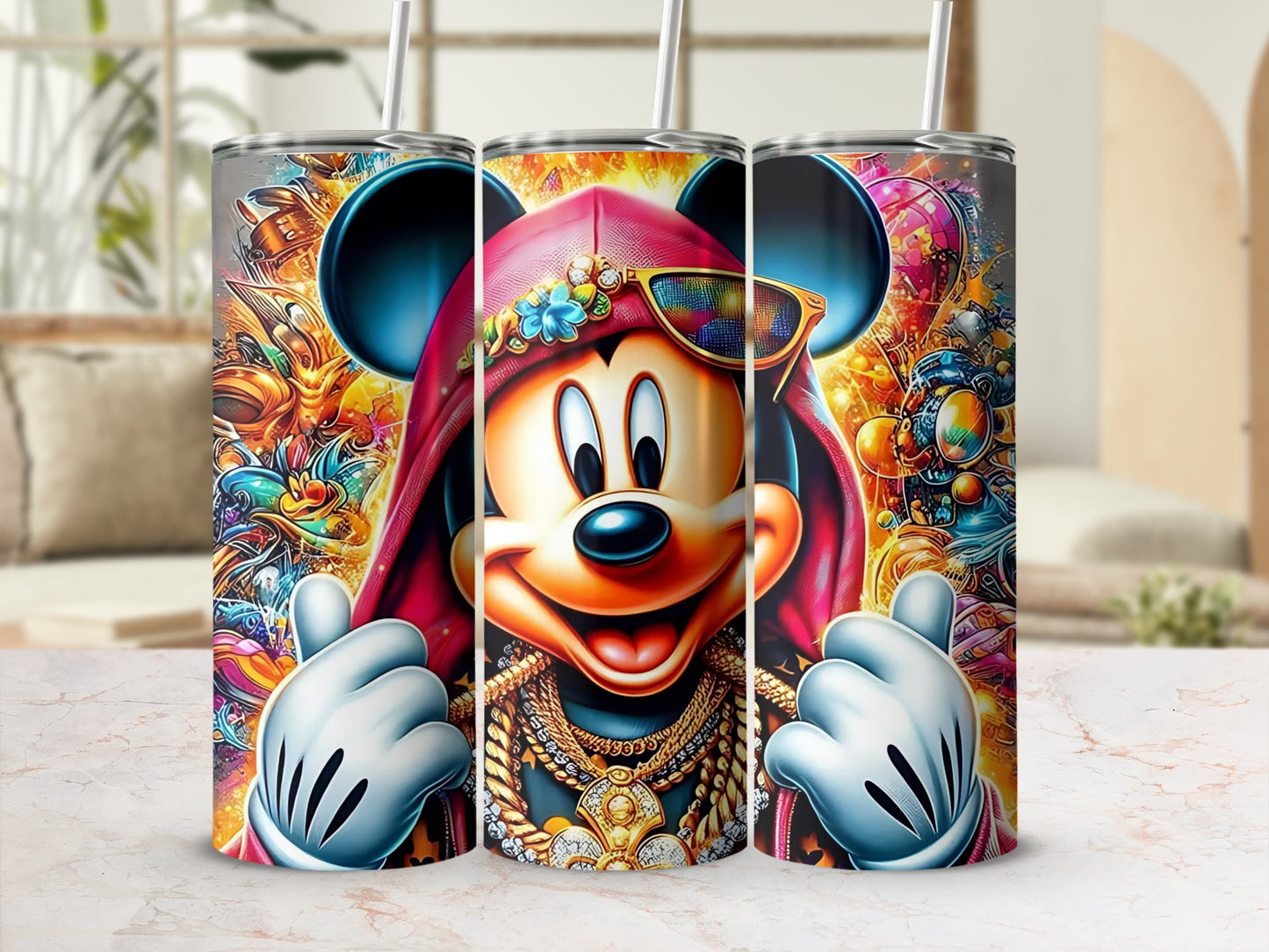 Colorful Cartoon Character Tumbler with Straw Flask
