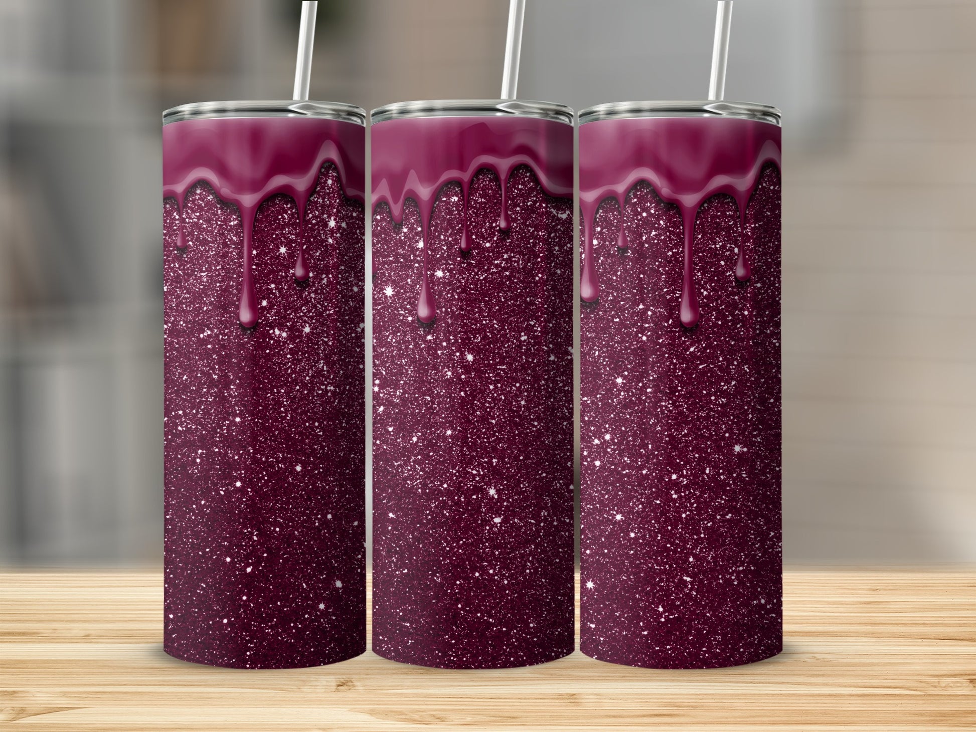 Sparkling Purple Glitter Tumbler with Dripping Design