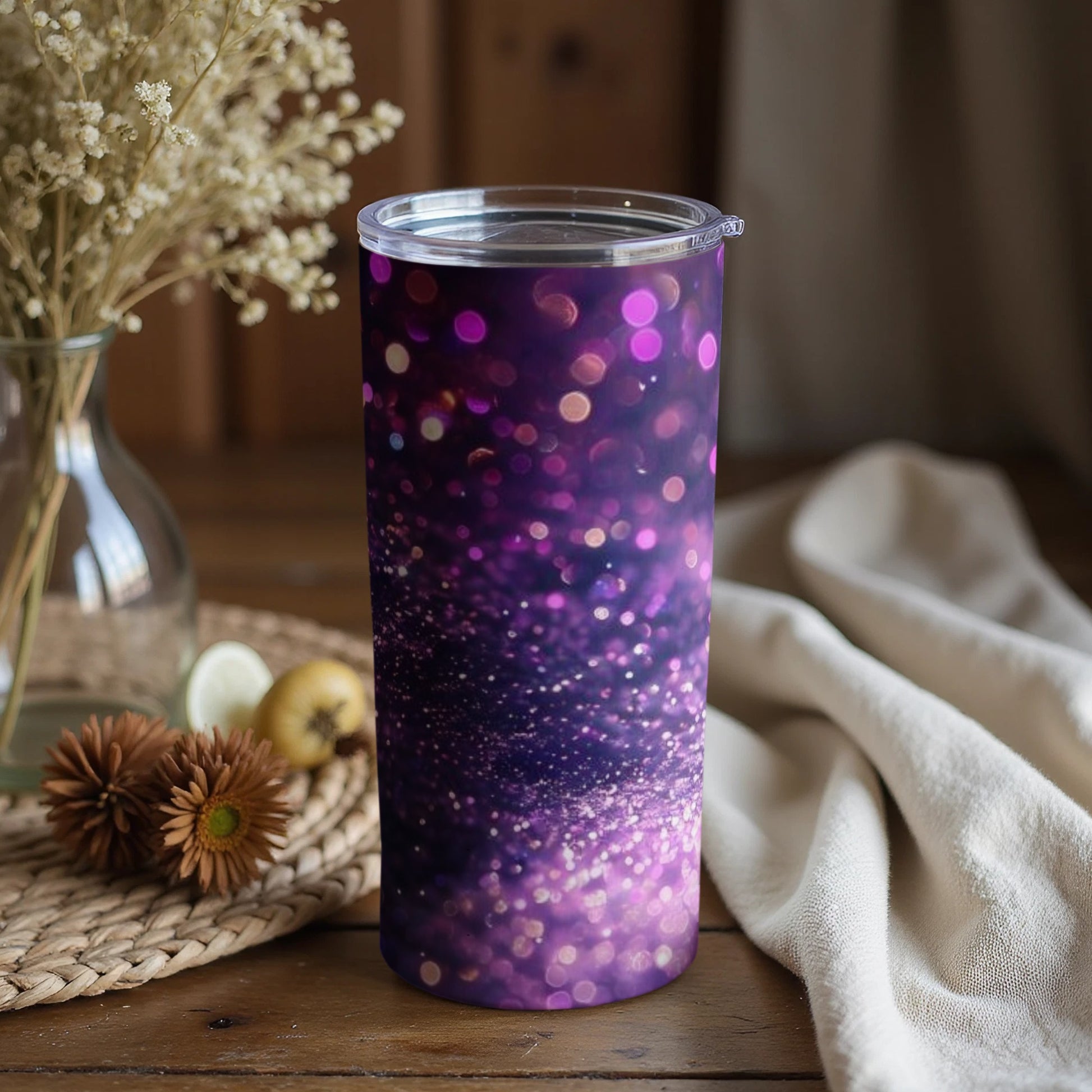 Purple Glittery Sparkles Customized Tumbler