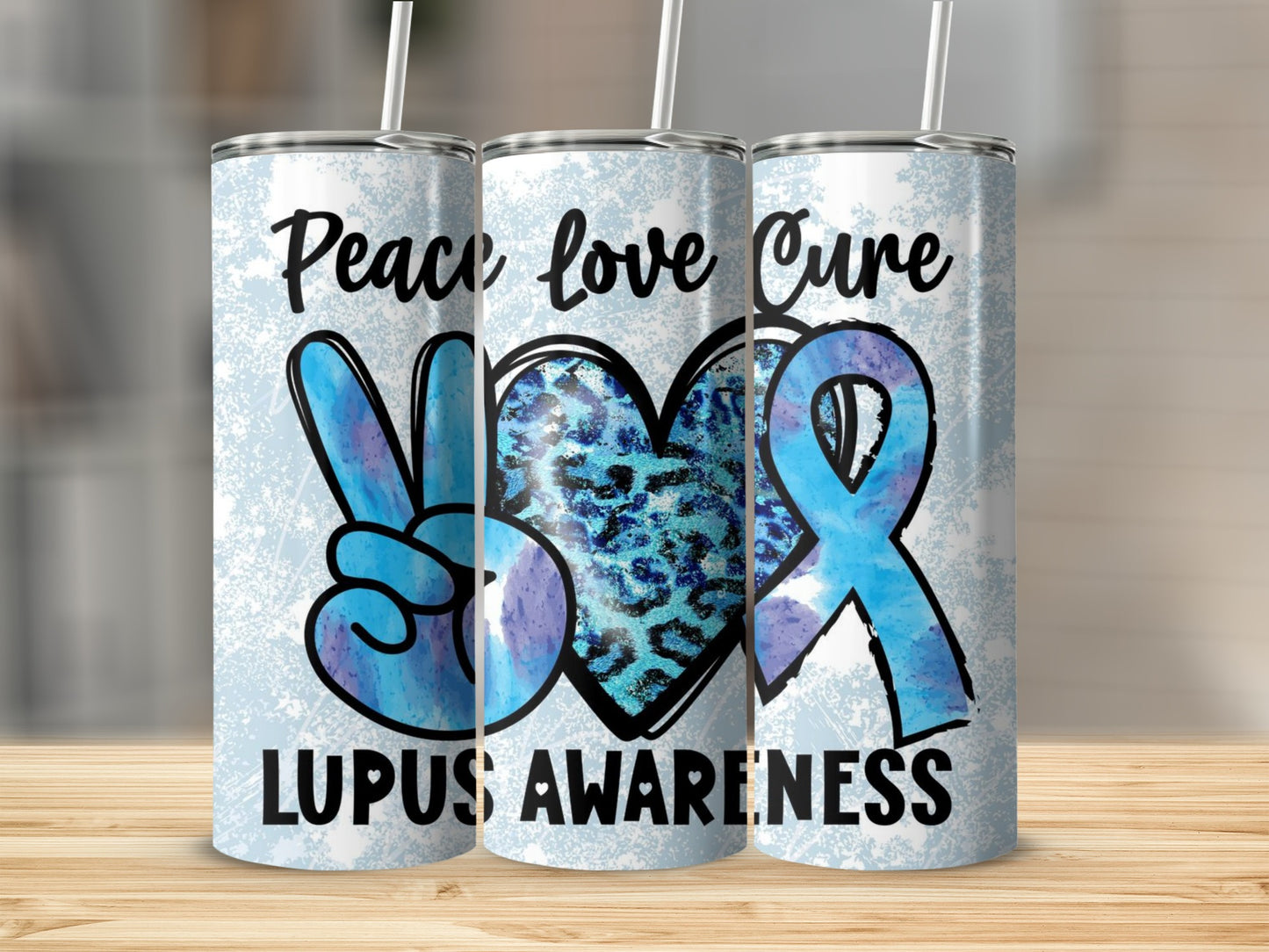 Peace Love Cure Lupus Awareness Tumbler Cups