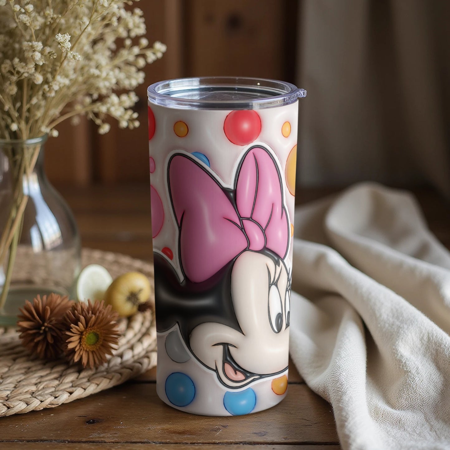 Cute Cartoon Character Polka Dot Travel Tumbler