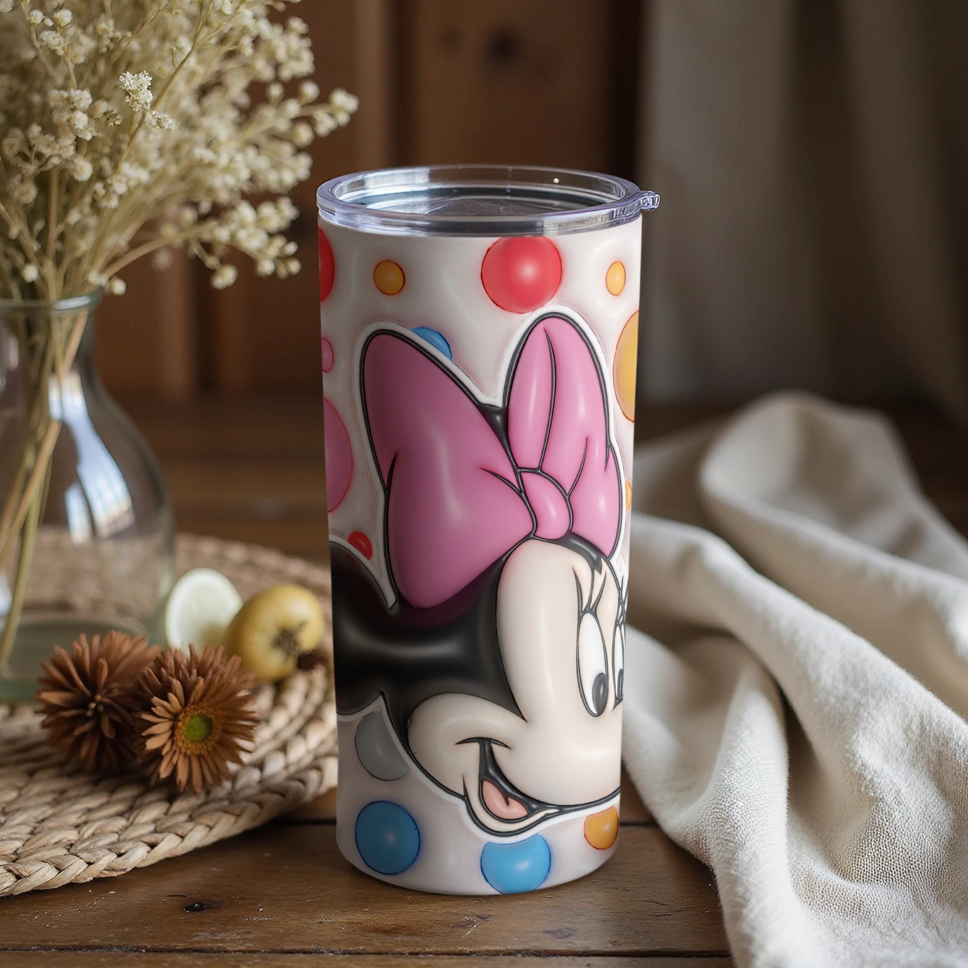Cute Cartoon Character Polka Dot Travel Tumbler