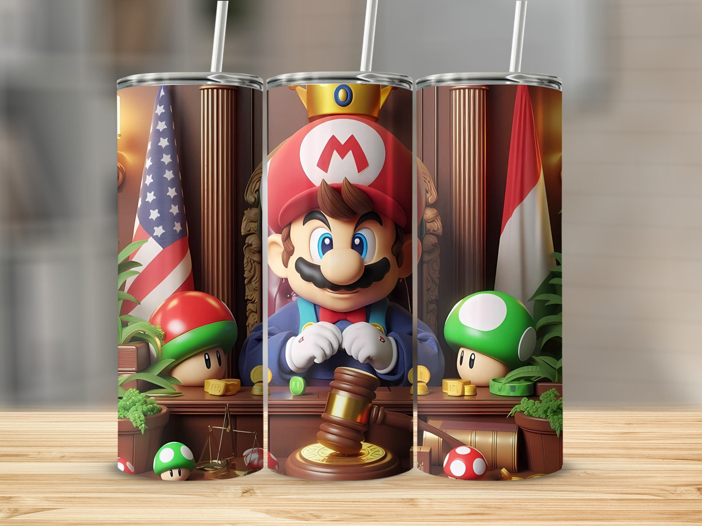 Mario Judicial Themed Tumbler Vibrant Gaming Character Art