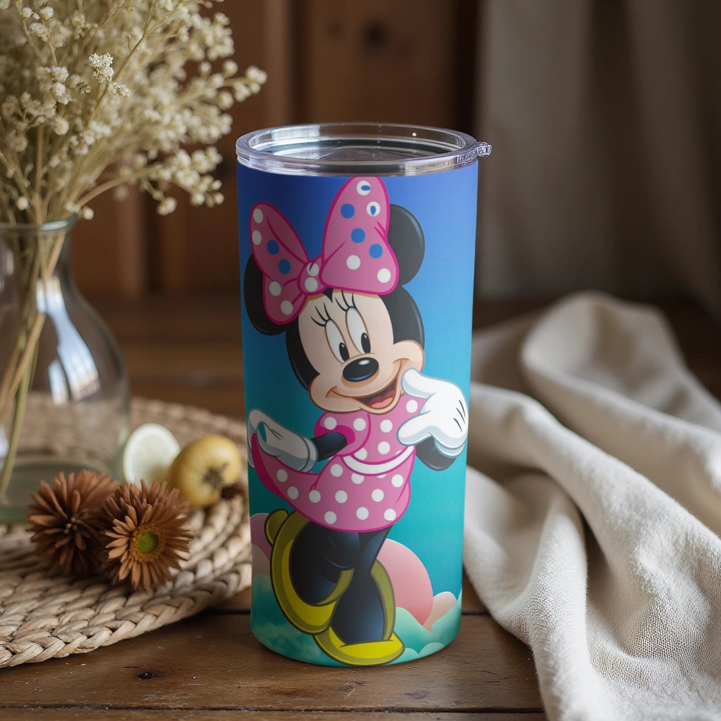 Minnie Mouse Polka Dot Bow Tumbler Cup Cartoon Design