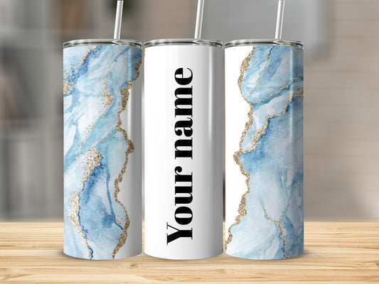 Personalized Blue Marble Design Insulated Tumbler
