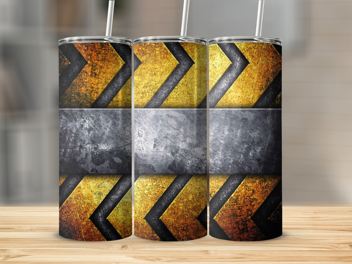 Arrow Industrial Textures Gold Grey Metal Finish Tumblers