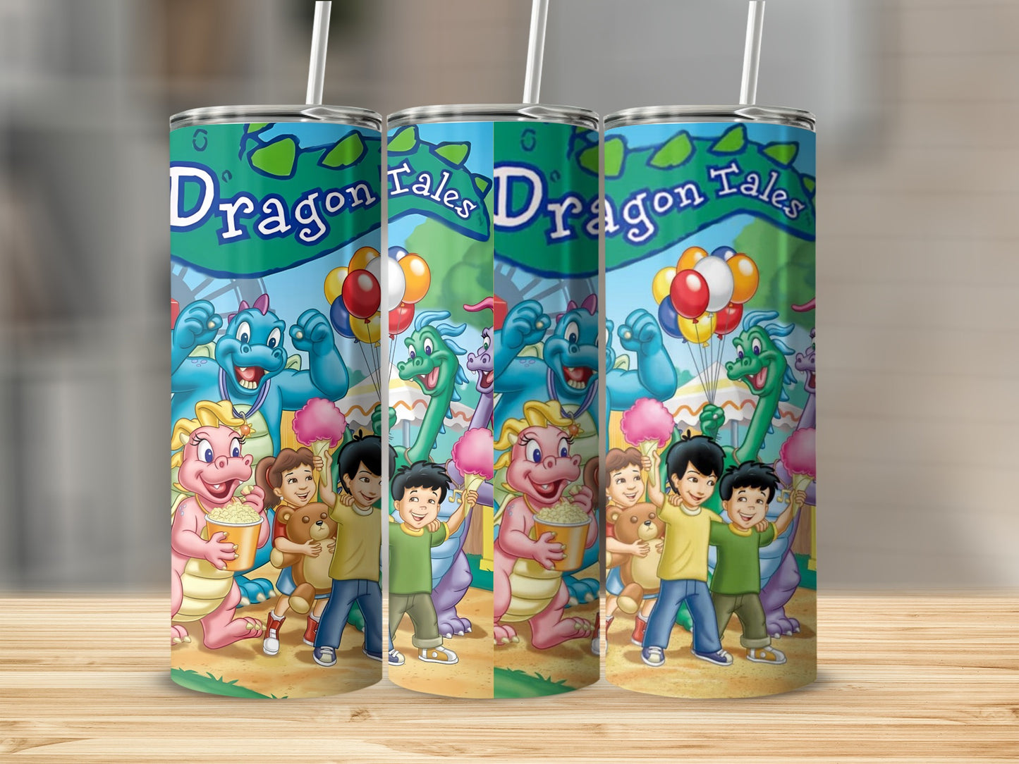 Dragon Tales Colorful Cartoon Design Tumbler Cup